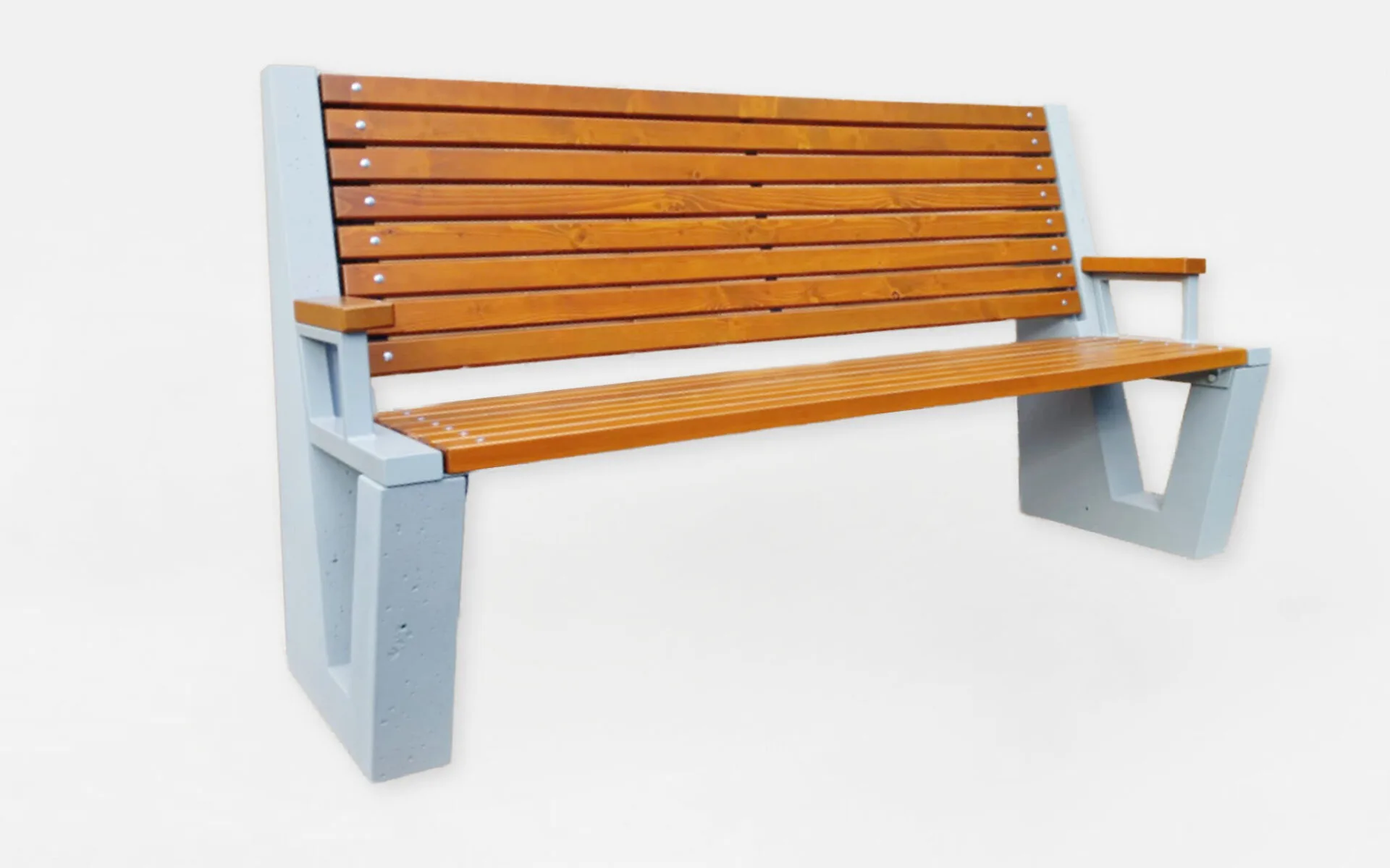 Ławka betonowa z oparciem i podłokietnikiem Vera 1014A